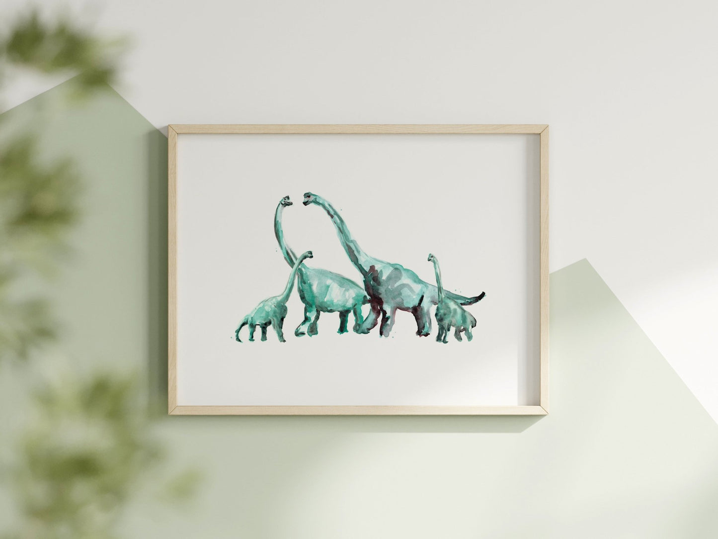 Brachiosaurus Family of 4 Dinosaur Watercolor Art Print - Art Prints - Moon Rock Prints