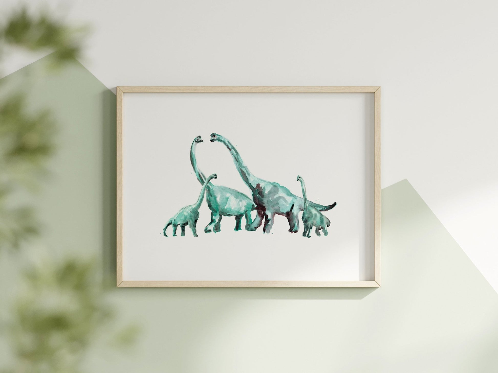 Brachiosaurus Family of 4 Dinosaur Watercolor Art Print - Art Prints - Moon Rock Prints