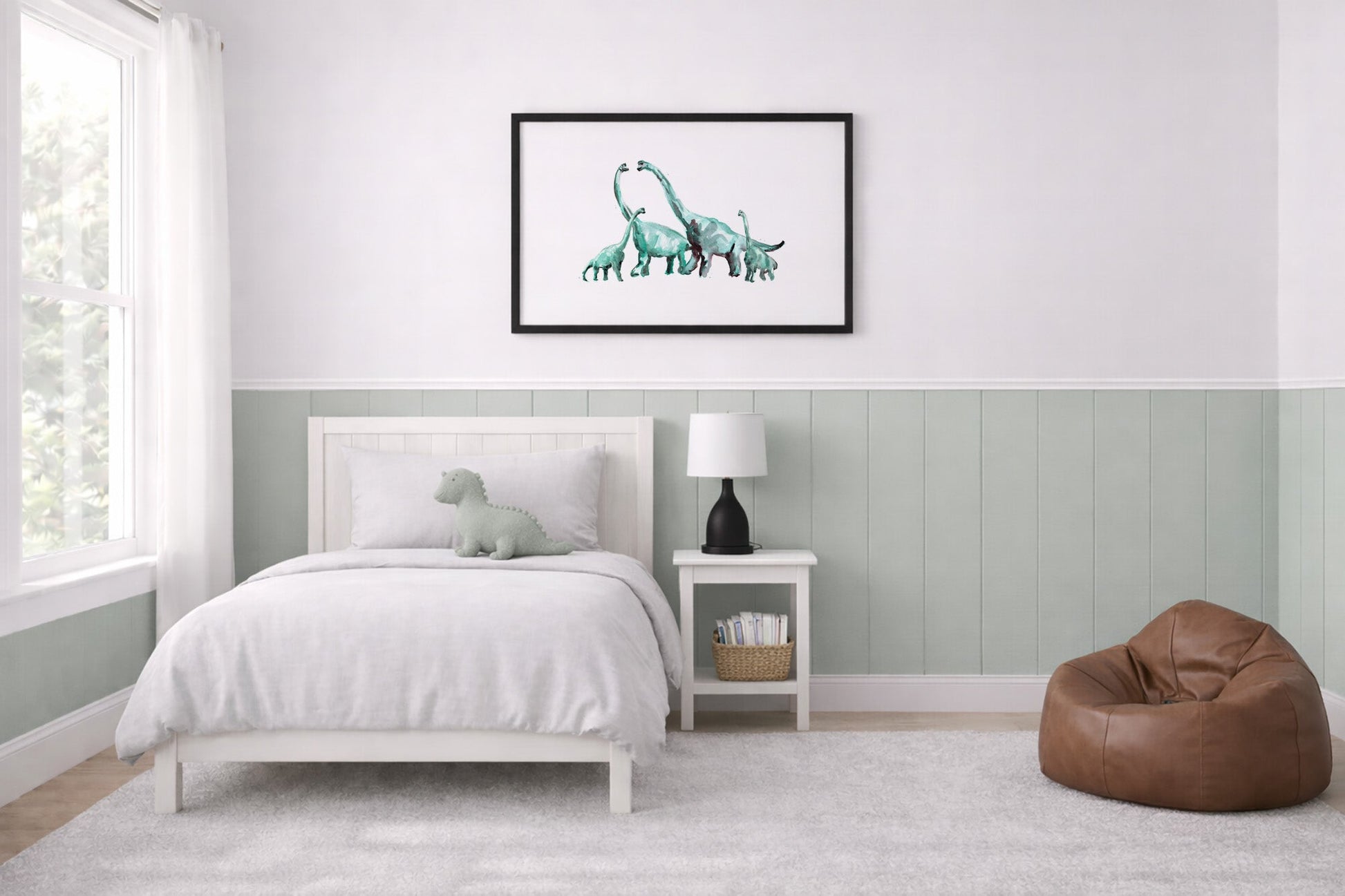 Brachiosaurus Family of 4 Dinosaur Watercolor Art Print - Art Prints - Moon Rock Prints