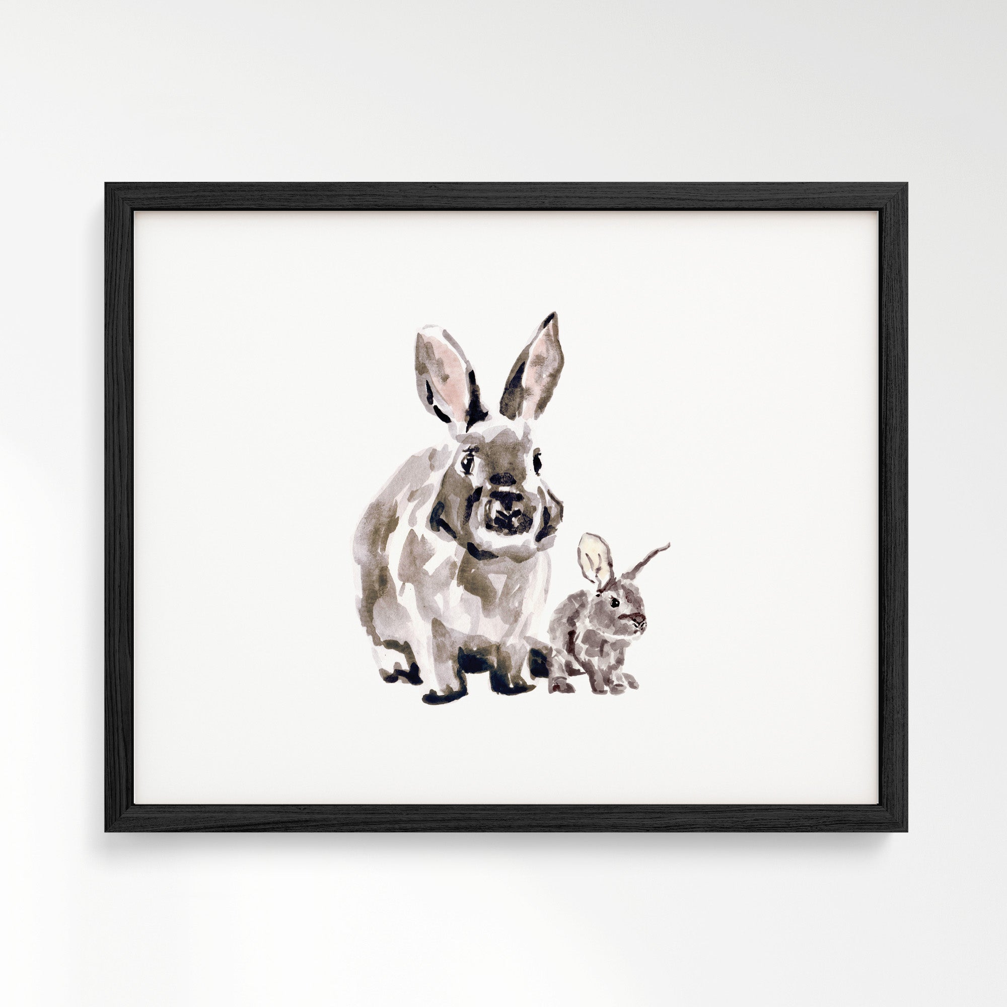 Bunny and Baby Bunny Watercolor Art Print – Moon Rock Prints