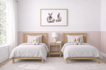 Bunny Family of 4 Woodland Animal Watercolor Art Print - Art Prints - Moon Rock Prints