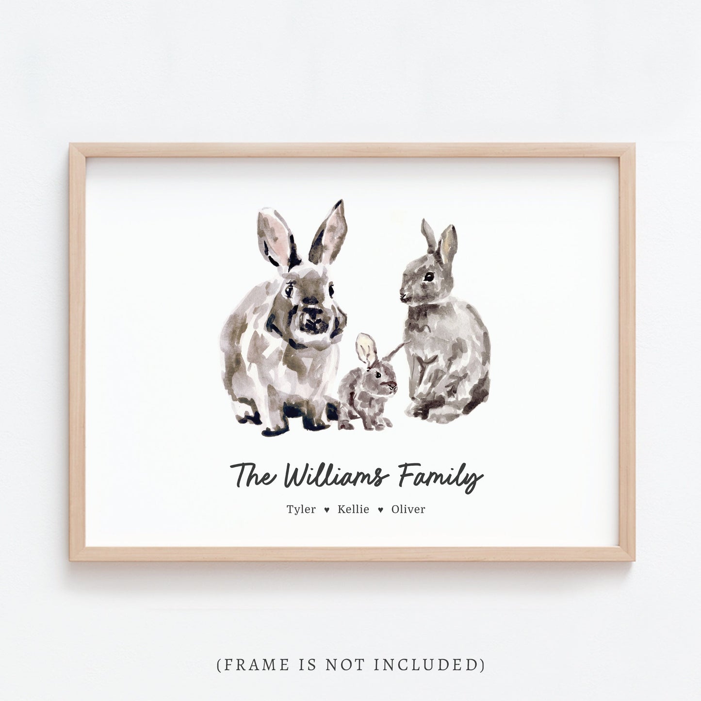Bunny Family Personalized Watercolor Art Print - Art Prints - Moon Rock Prints