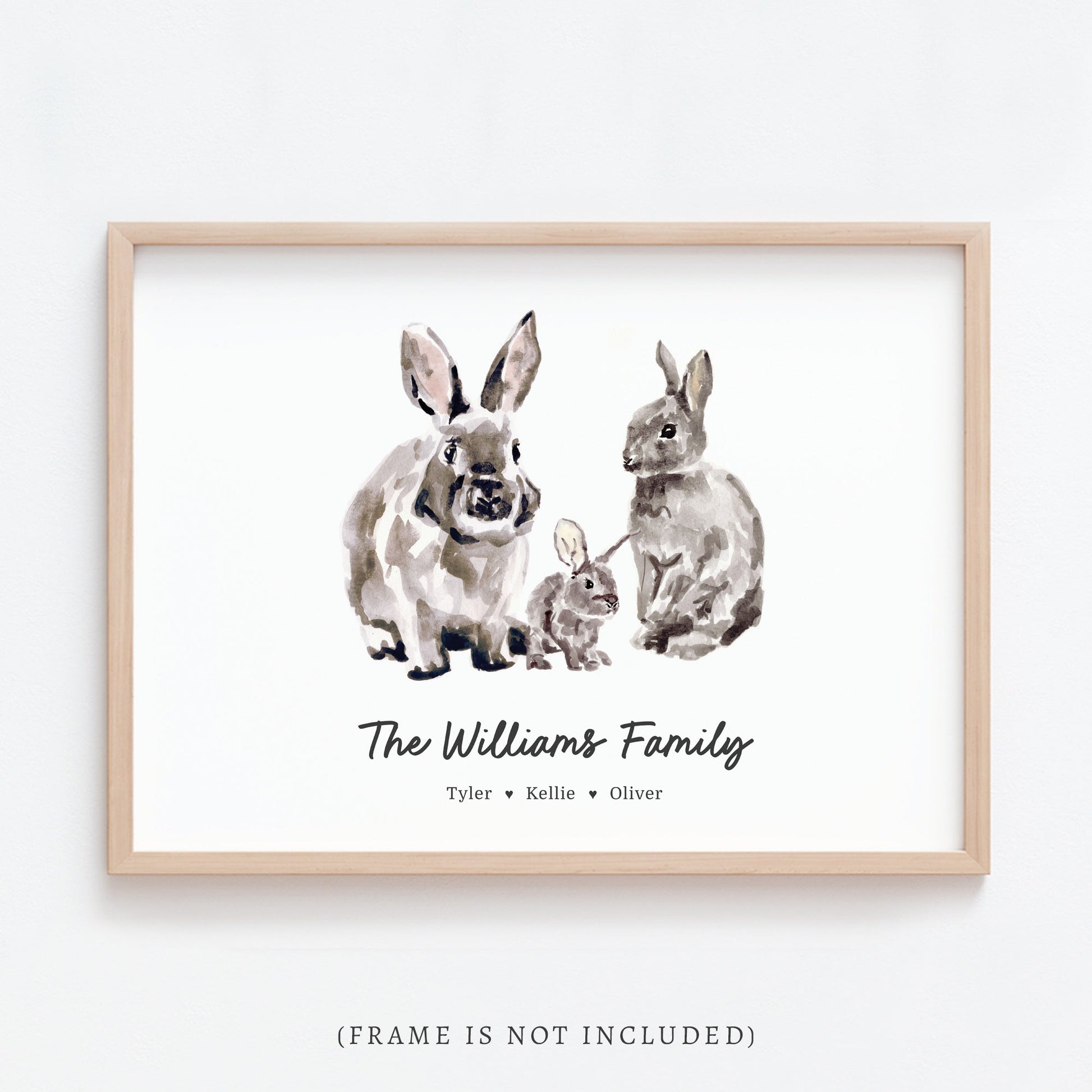 Bunny Family Personalized Watercolor Art Print - Art Prints - Moon Rock Prints