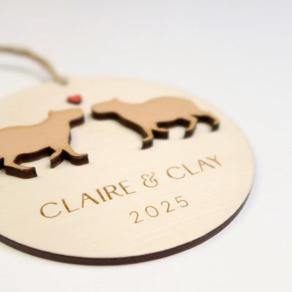 Capybara Couple Personalized Ornament - Holiday Ornaments - Moon Rock Prints