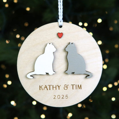 Cat Couple Personalized Ornament - Holiday Ornaments - Moon Rock Prints