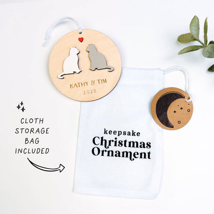 Cat Couple Personalized Ornament - Holiday Ornaments - Moon Rock Prints