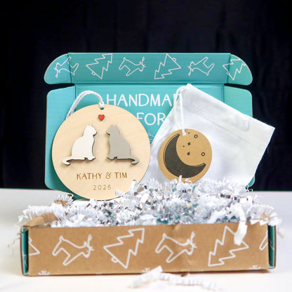 Cat Couple Personalized Ornament - Holiday Ornaments - Moon Rock Prints