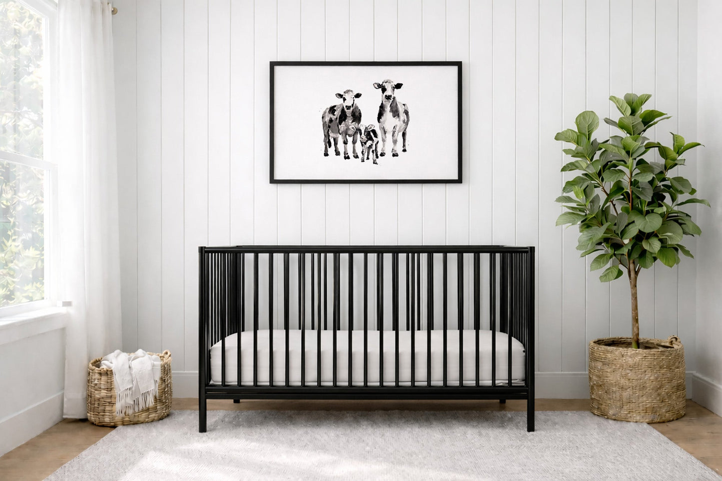 Cow Family of 3 Farm Animal Watercolor Art Print - Art Prints - Moon Rock Prints