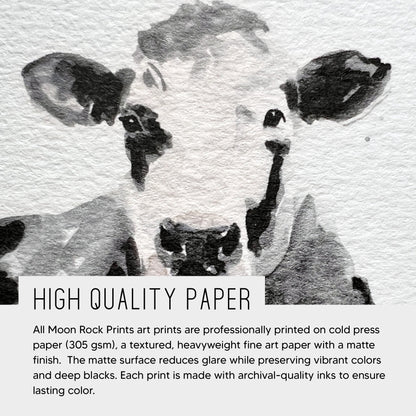 Cow Family of 5 Farm Animal Watercolor Art Print - Art Prints - Moon Rock Prints