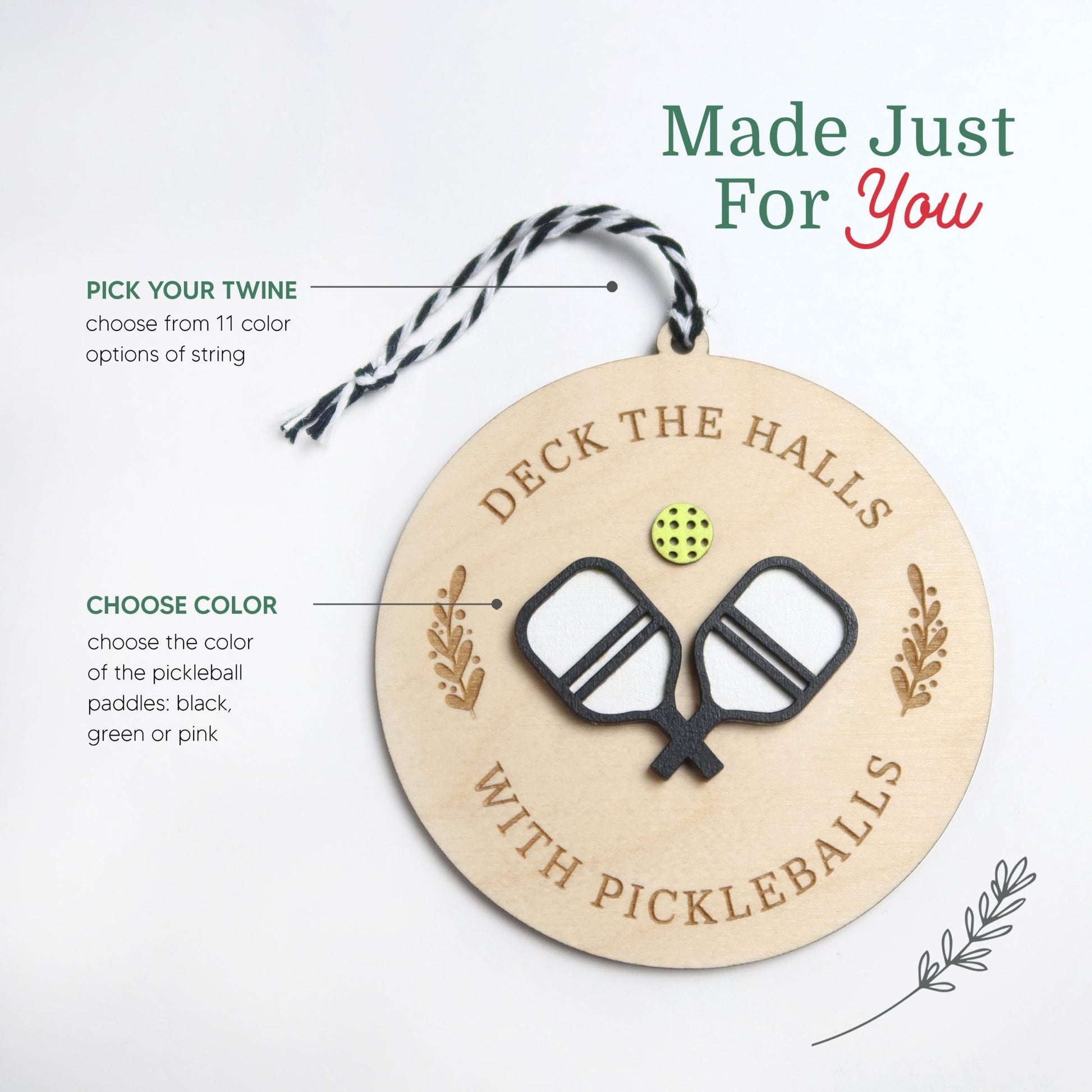 Deck the Halls with Pickleballs Ornament - Holiday Ornaments - Moon Rock Prints