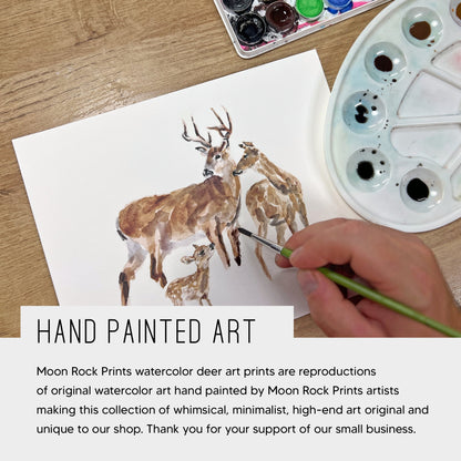 Deer Couple Personalized Watercolor Art Print - Art Prints - Moon Rock Prints