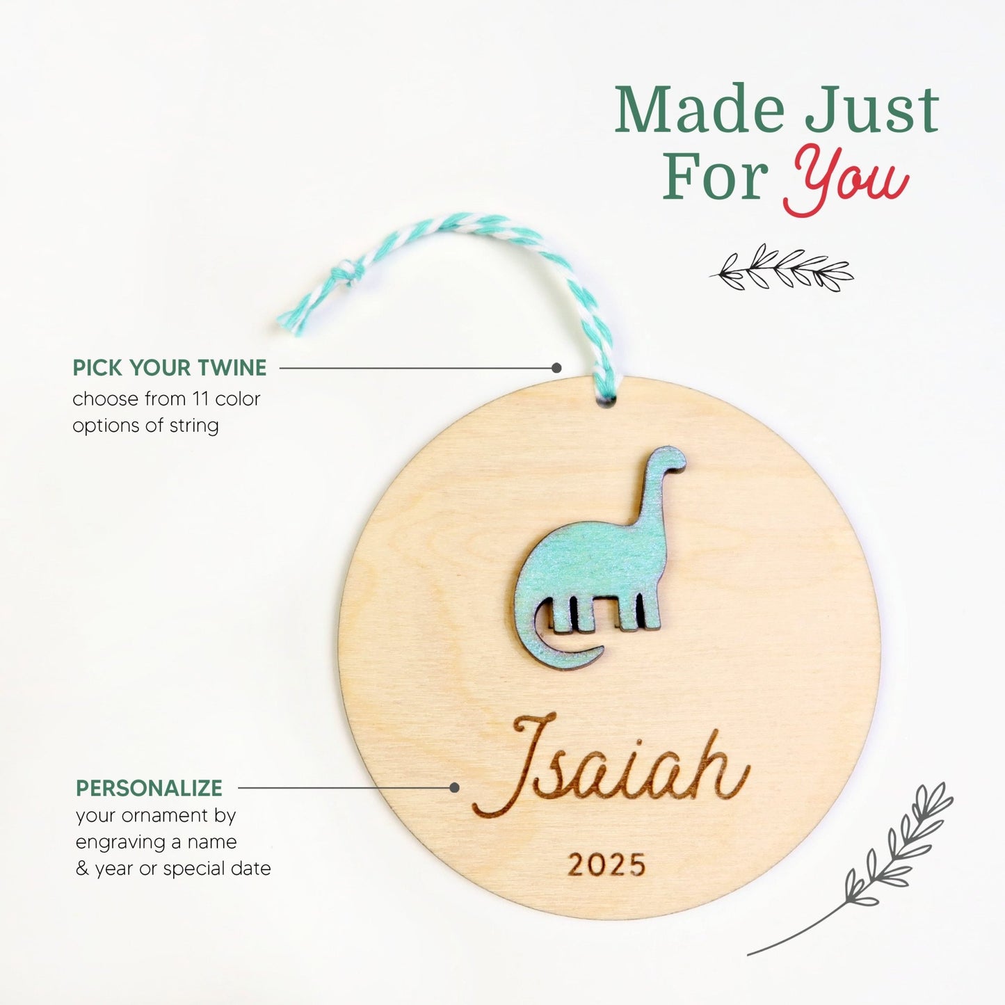 Dinosaur Personalized Ornament - Holiday Ornaments - Moon Rock Prints