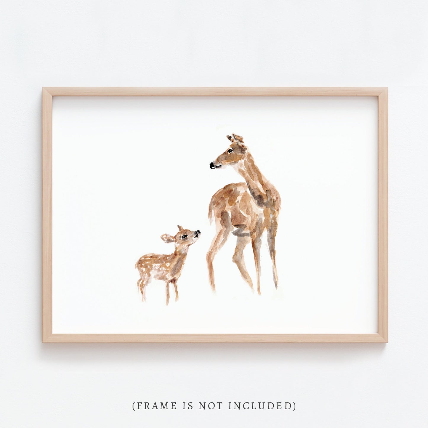 Doe & Fawn Woodland Animal Watercolor Art Print - Art Prints - Moon Rock Prints