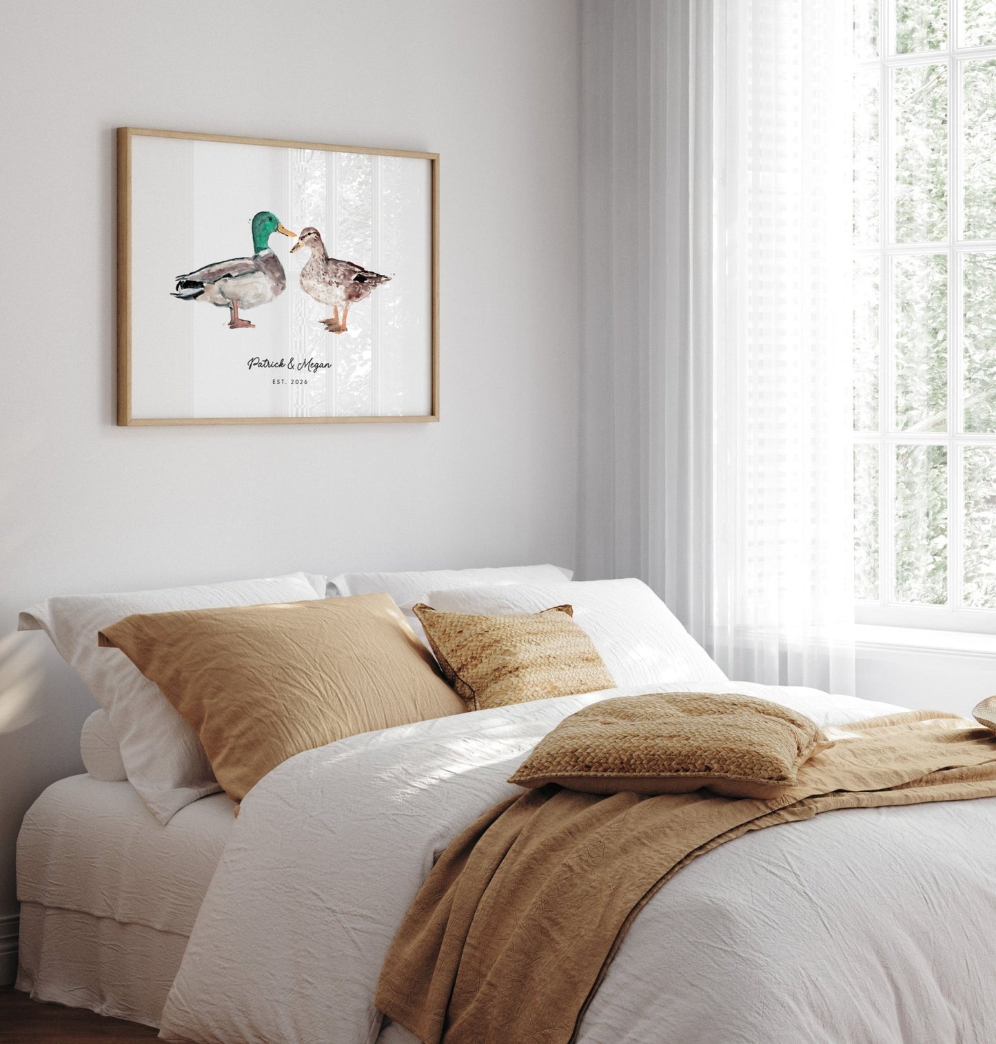 Duck Couple Personalized Watercolor Art Print - Art Prints - Moon Rock Prints