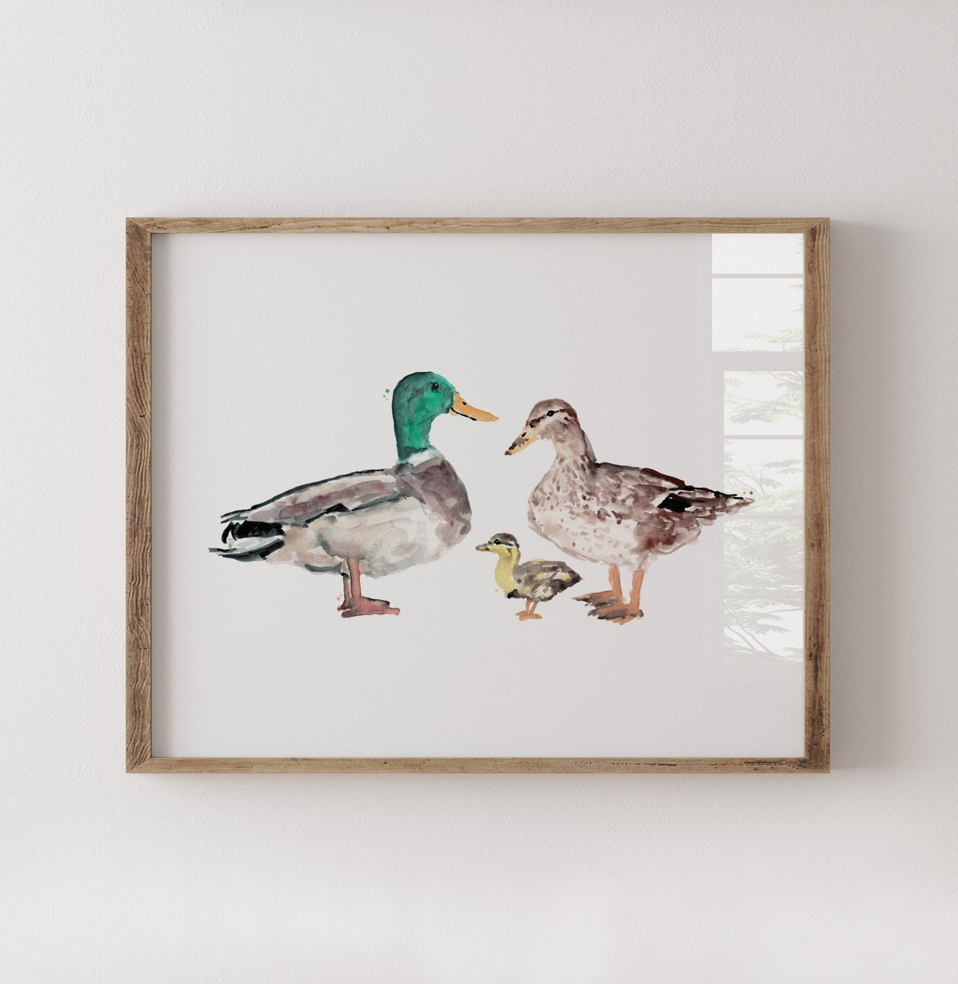 Duck Family of 3 Farm Animal Watercolor Art Print - Art Prints - Moon Rock Prints