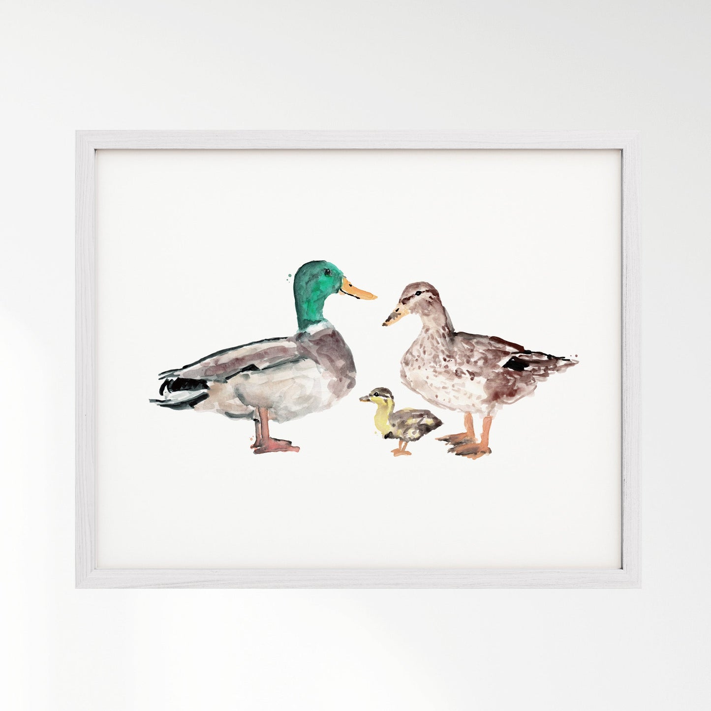 Duck Family of 3 Farm Animal Watercolor Art Print - Art Prints - Moon Rock Prints