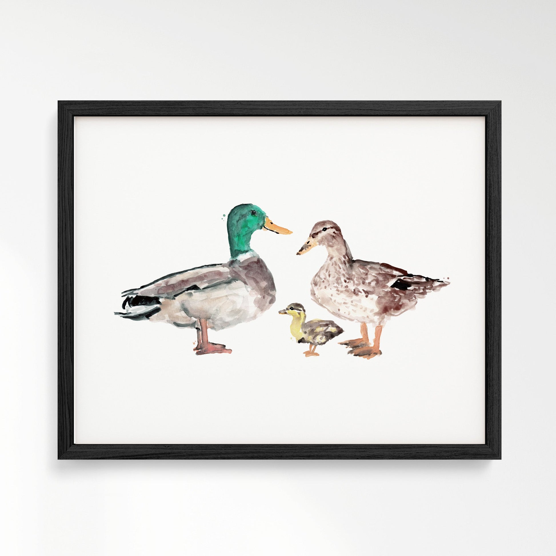Duck Family of 3 Farm Animal Watercolor Art Print - Art Prints - Moon Rock Prints