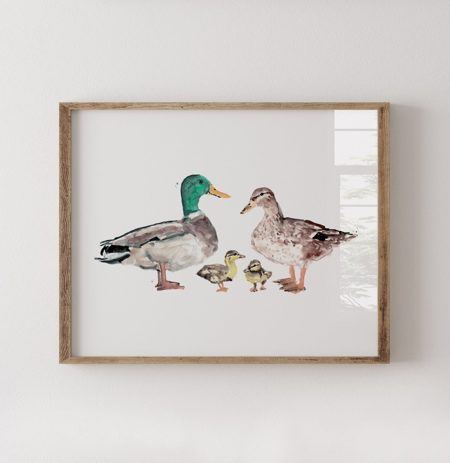 Duck Family of 4 Farm Animal Watercolor Art Print - Art Prints - Moon Rock Prints