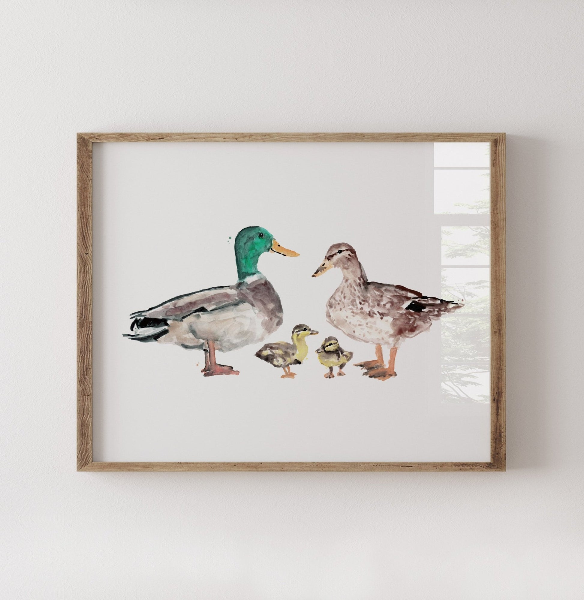 Duck Family of 4 Farm Animal Watercolor Art Print - Art Prints - Moon Rock Prints
