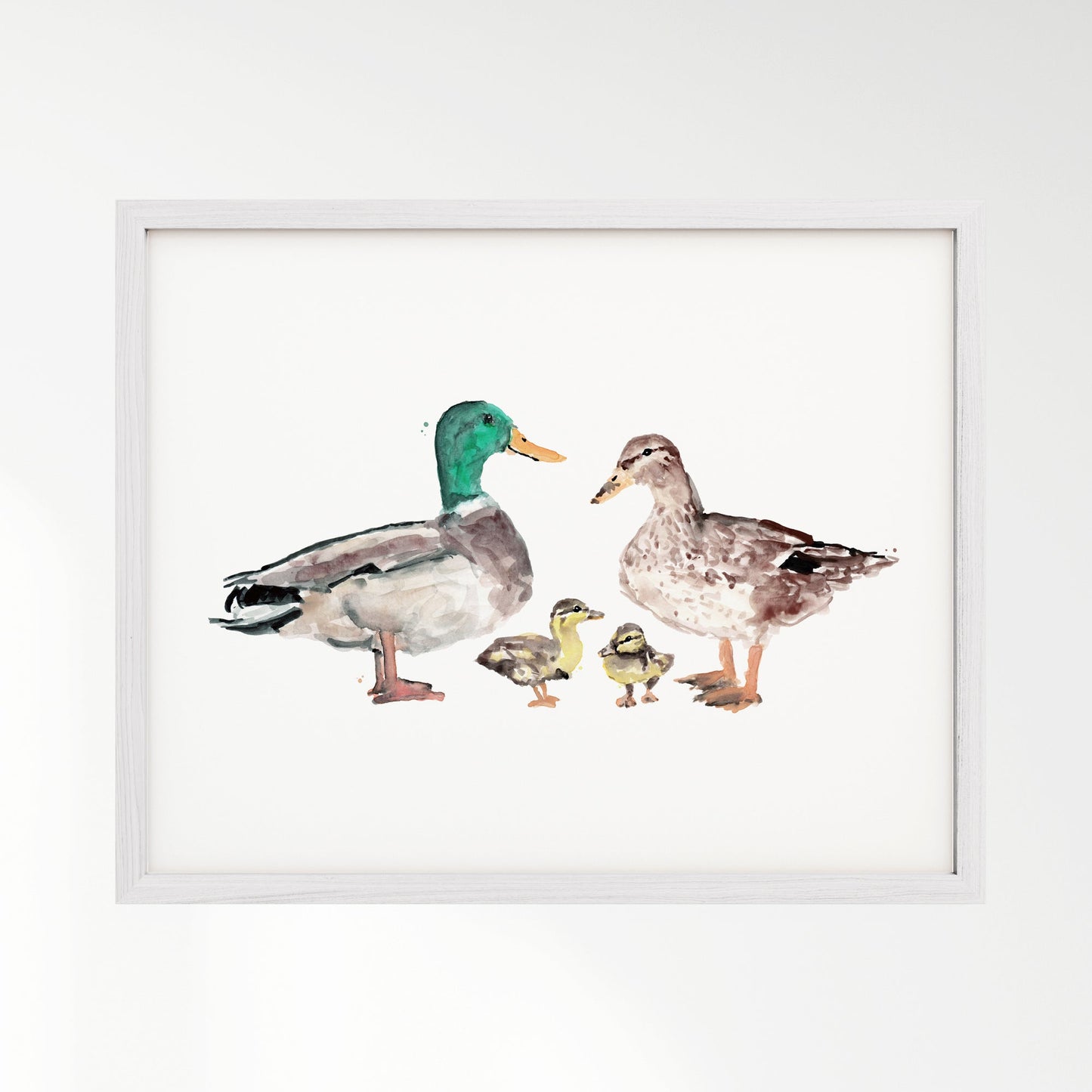 Duck Family of 4 Farm Animal Watercolor Art Print - Art Prints - Moon Rock Prints
