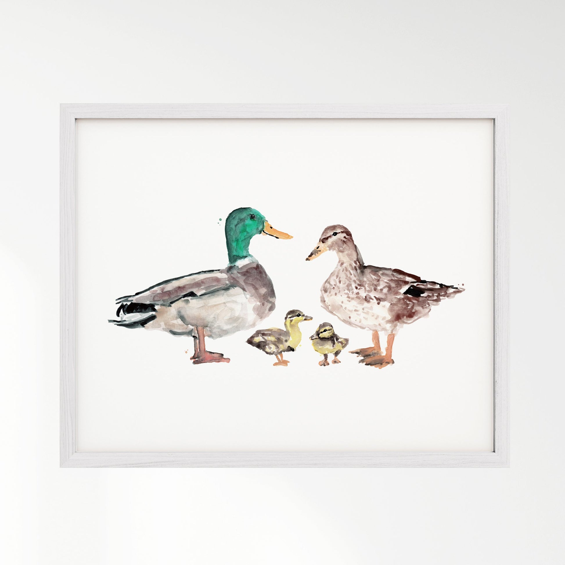Duck Family of 4 Farm Animal Watercolor Art Print - Art Prints - Moon Rock Prints
