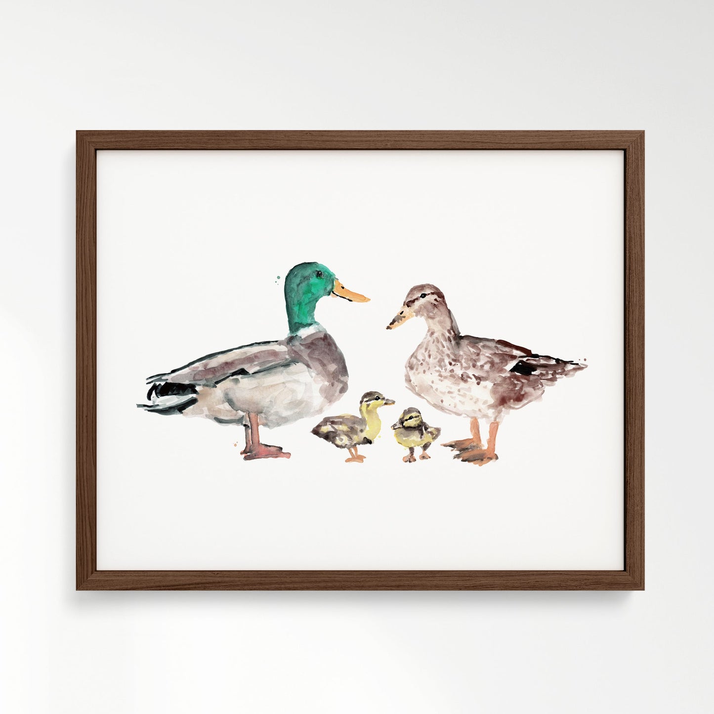 Duck Family of 4 Farm Animal Watercolor Art Print - Art Prints - Moon Rock Prints