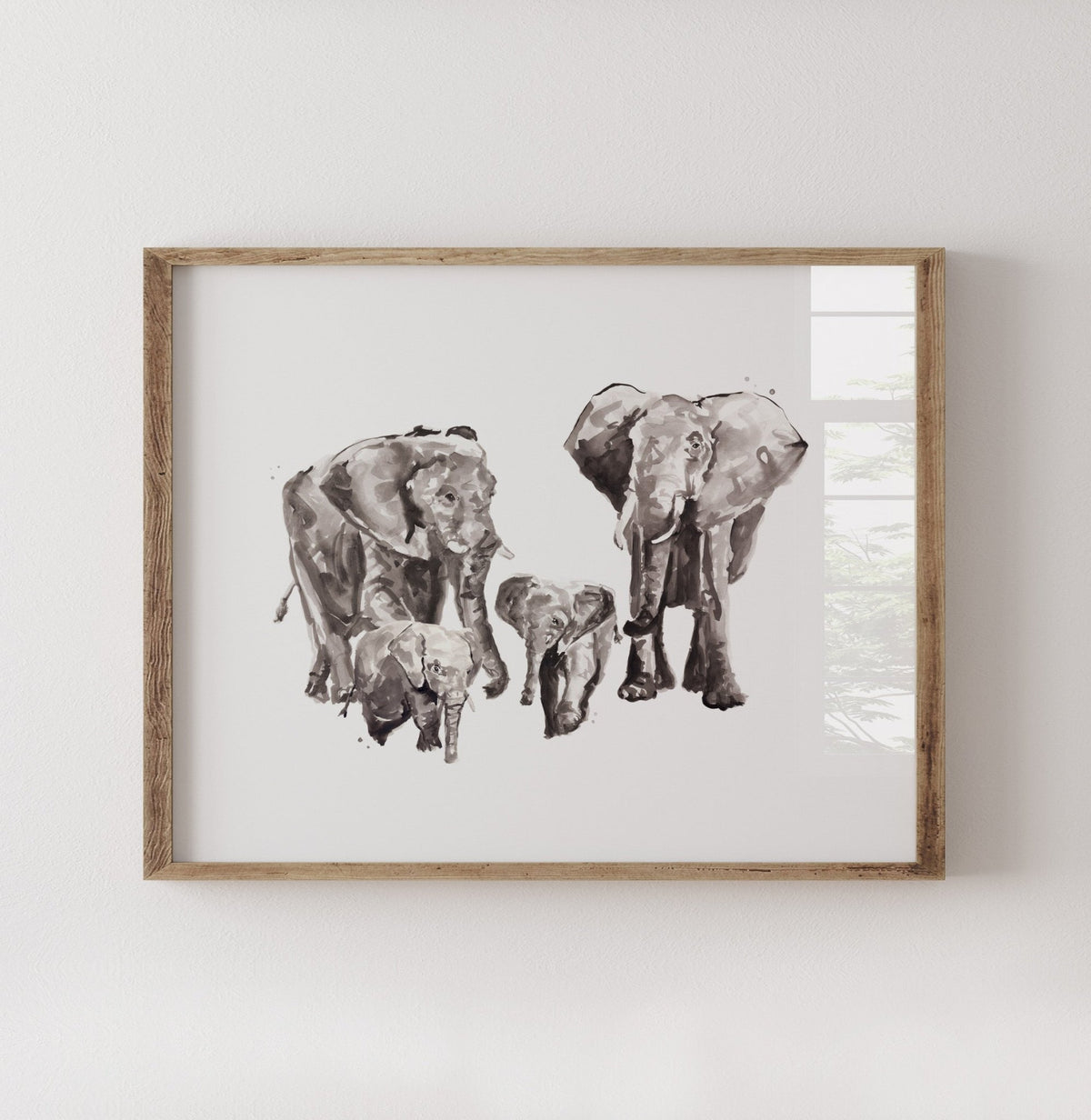 Elephant Family of 4 Watercolor Art Print - Art Prints - Moon Rock Prints