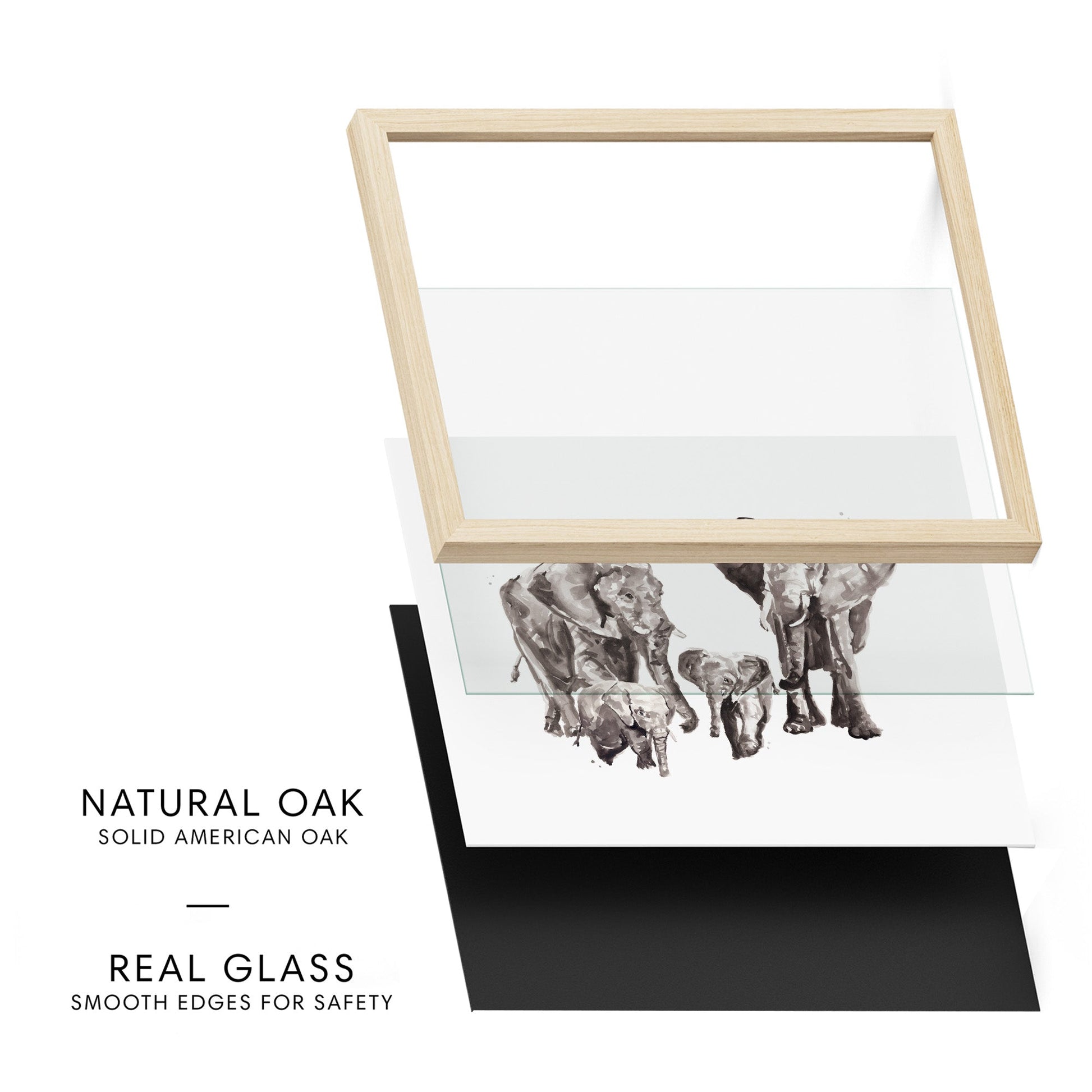 Elephant Family of 4 Watercolor Art Print - Art Prints - Moon Rock Prints