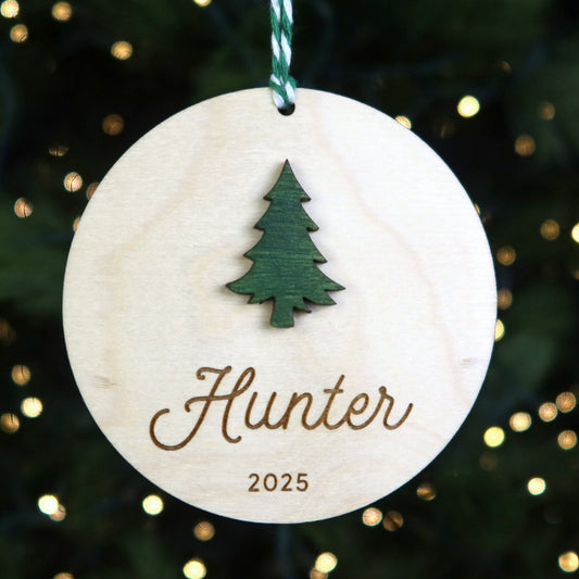 Evergreen Tree Personalized Ornament - Holiday Ornaments - Moon Rock Prints