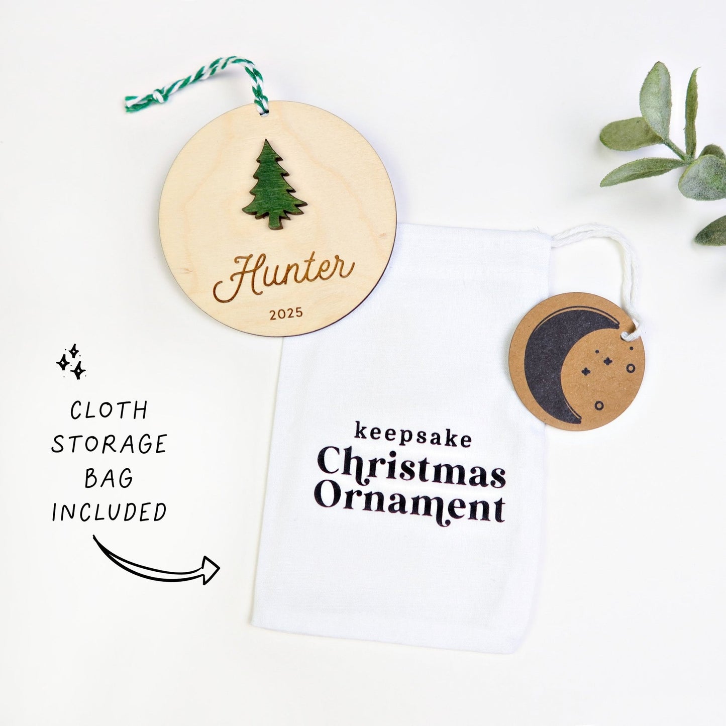 Evergreen Tree Personalized Ornament - Holiday Ornaments - Moon Rock Prints