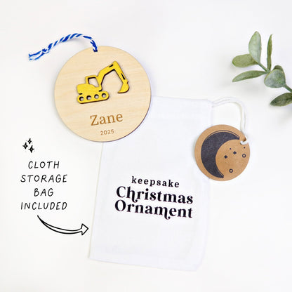 Excavator Personalized Ornament - Holiday Ornaments - Moon Rock Prints