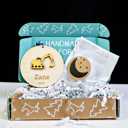 Excavator Personalized Ornament - Holiday Ornaments - Moon Rock Prints
