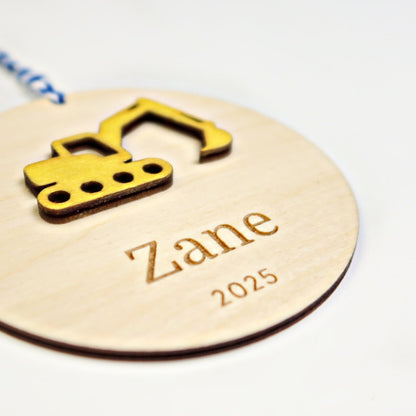 Excavator Personalized Ornament - Holiday Ornaments - Moon Rock Prints