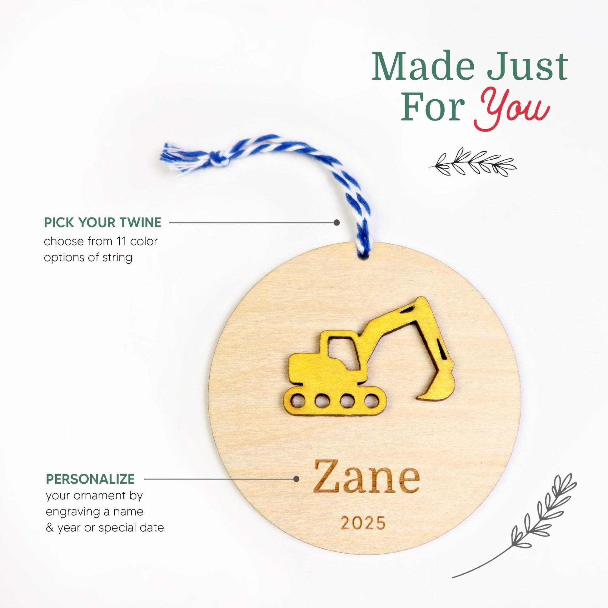 Excavator Personalized Ornament - Holiday Ornaments - Moon Rock Prints
