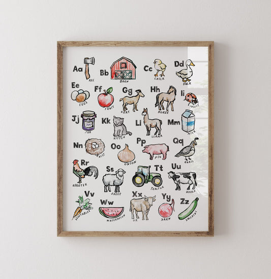 Farm ABC Watercolor Art Print - Art Prints - Moon Rock Prints