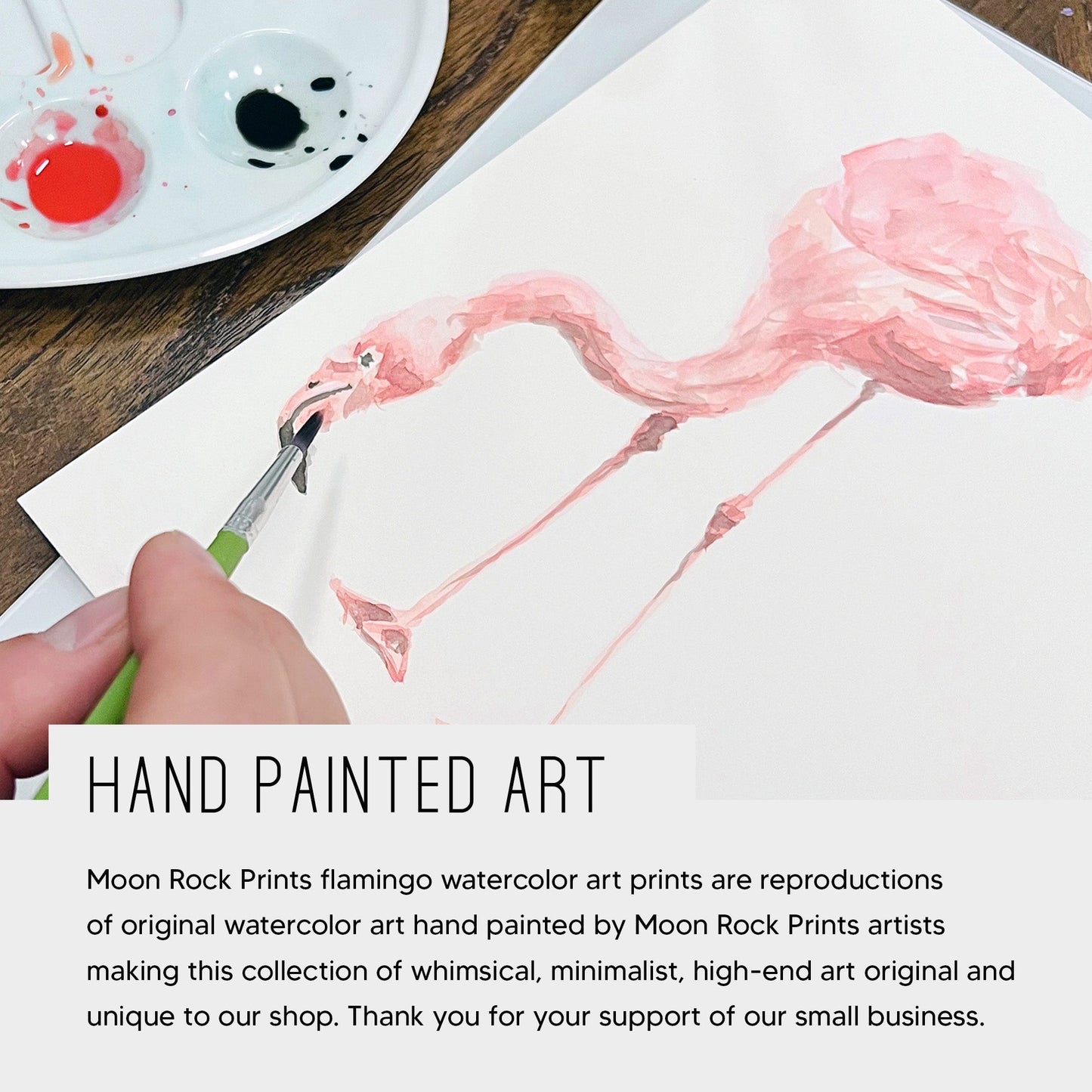 Flamingo Couple Personalized Watercolor Art Print - Art Prints - Moon Rock Prints