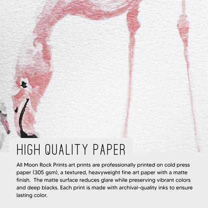 Flamingo Couple Personalized Watercolor Art Print - Art Prints - Moon Rock Prints