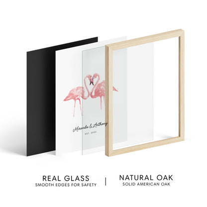 Flamingo Couple Personalized Watercolor Art Print - Art Prints - Moon Rock Prints