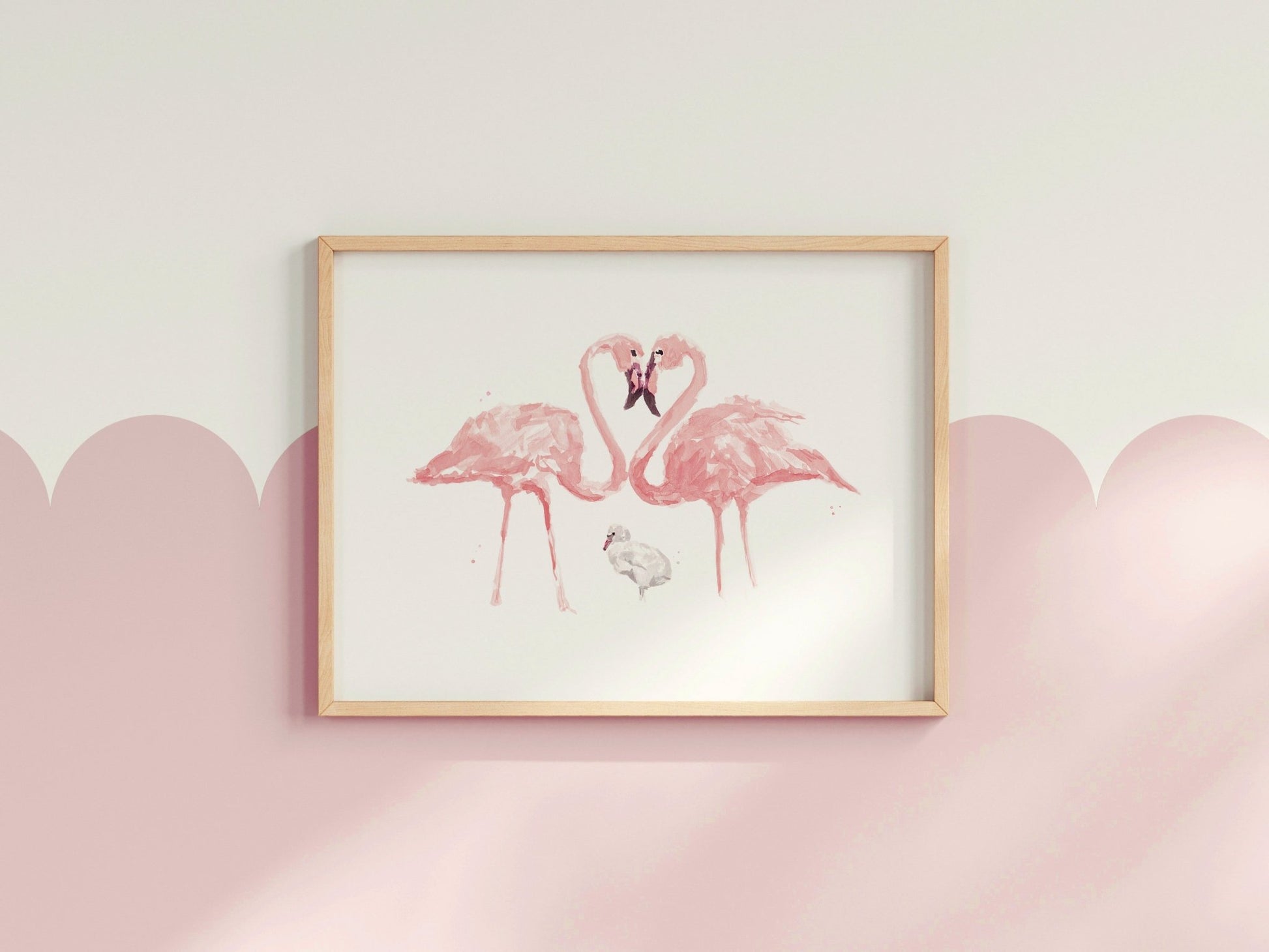 Flamingo Family of 3 Watercolor Art Print - Art Prints - Moon Rock Prints