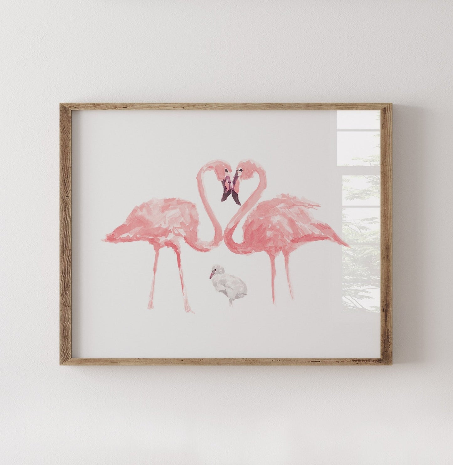 Flamingo Family of 3 Watercolor Art Print - Art Prints - Moon Rock Prints