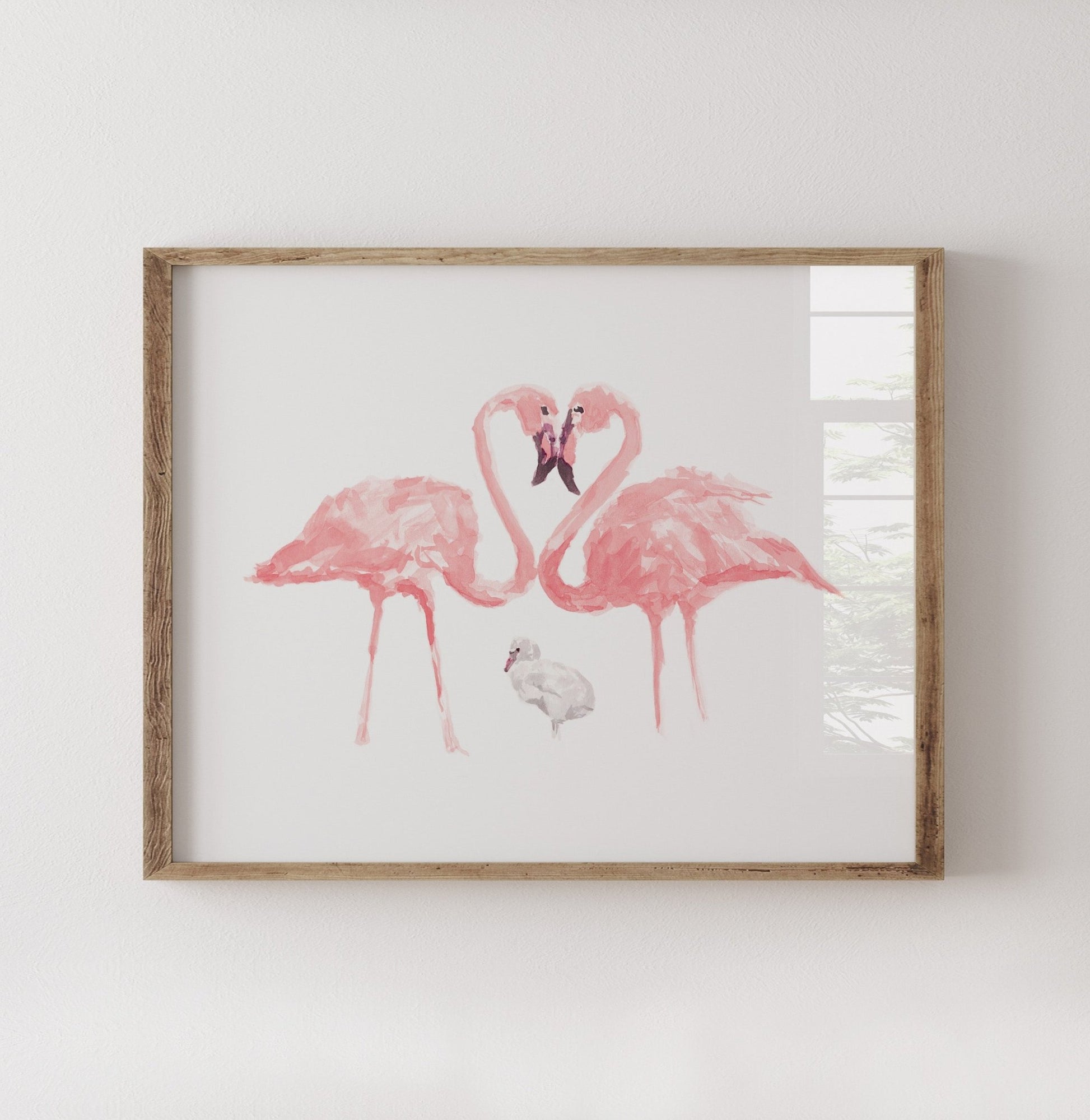 Flamingo Family of 3 Watercolor Art Print - Art Prints - Moon Rock Prints