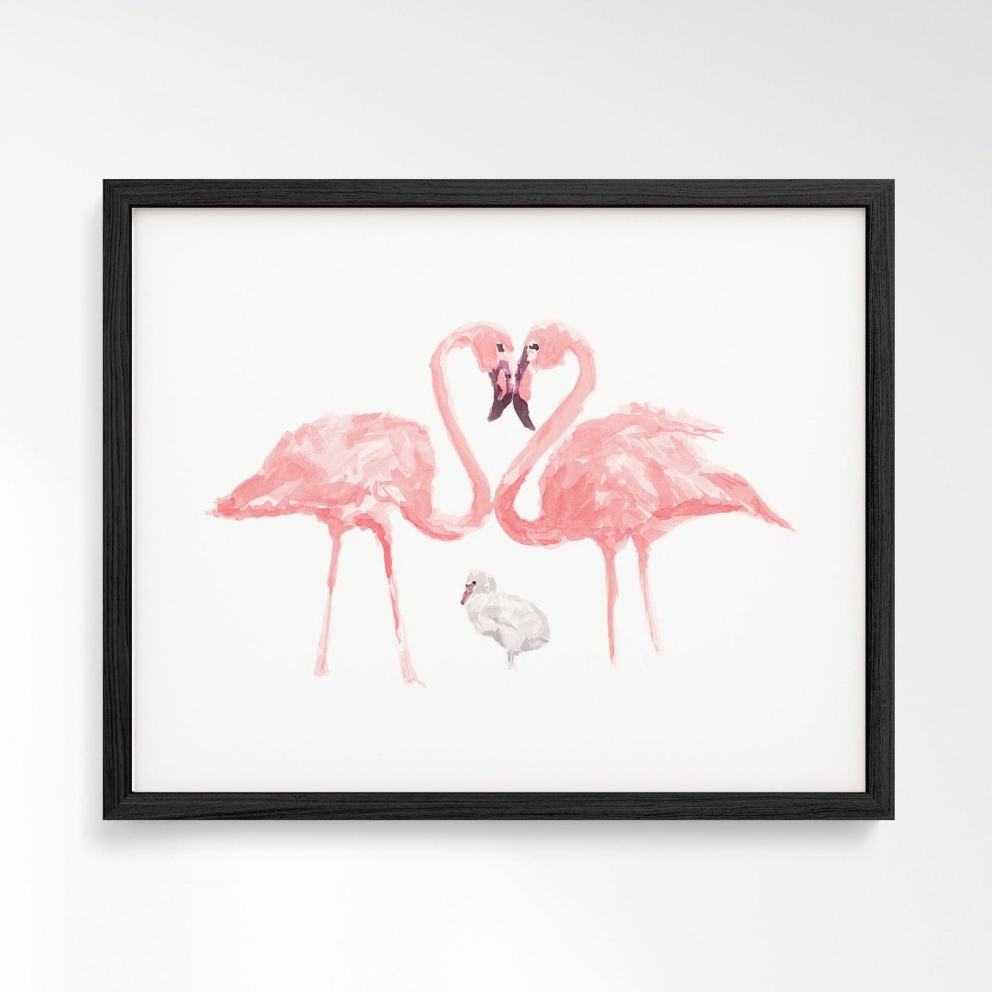 Flamingo Family of 3 Watercolor Art Print - Art Prints - Moon Rock Prints