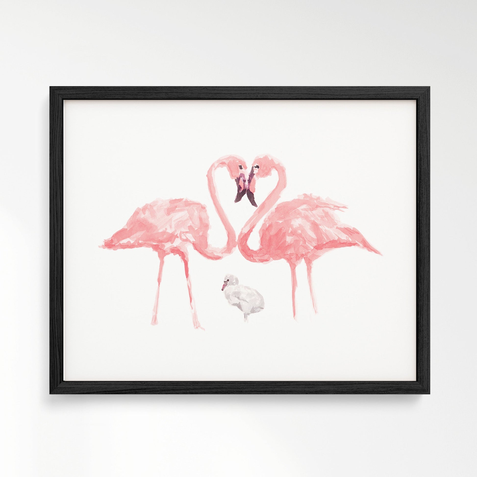 Flamingo Family of 3 Watercolor Art Print - Art Prints - Moon Rock Prints