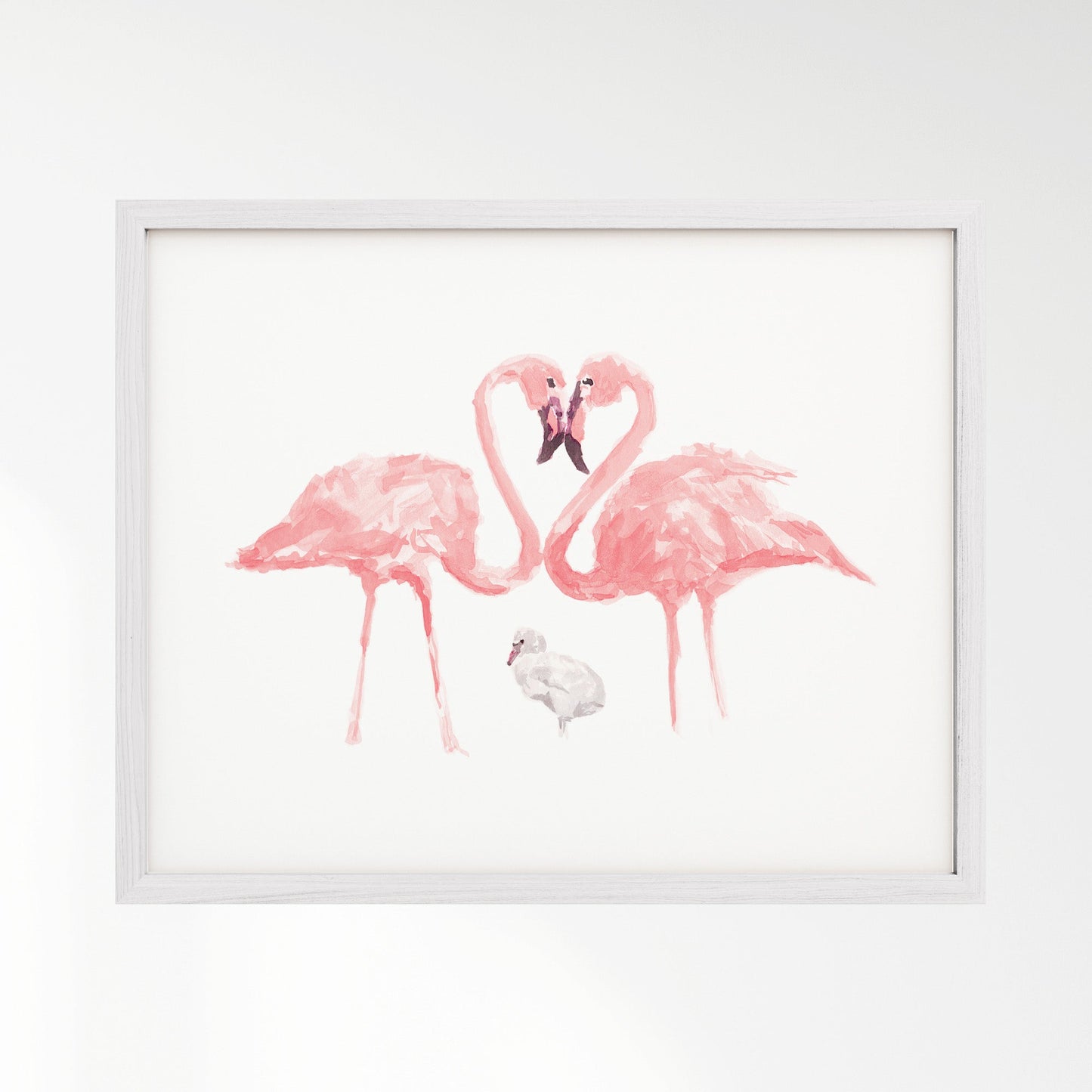 Flamingo Family of 3 Watercolor Art Print - Art Prints - Moon Rock Prints