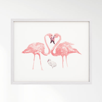 Flamingo Family of 3 Watercolor Art Print - Art Prints - Moon Rock Prints