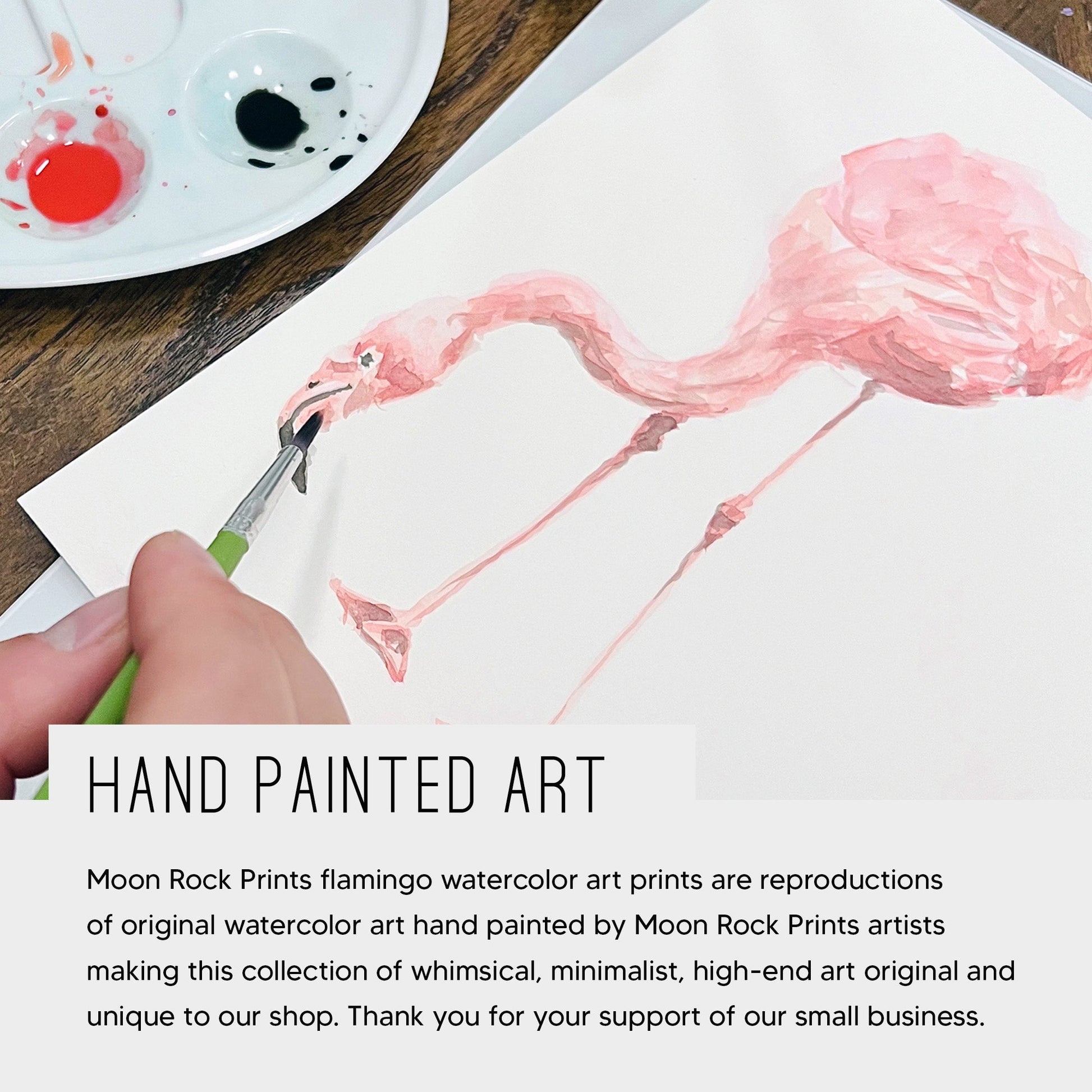 Flamingo Family of 3 Watercolor Art Print - Art Prints - Moon Rock Prints