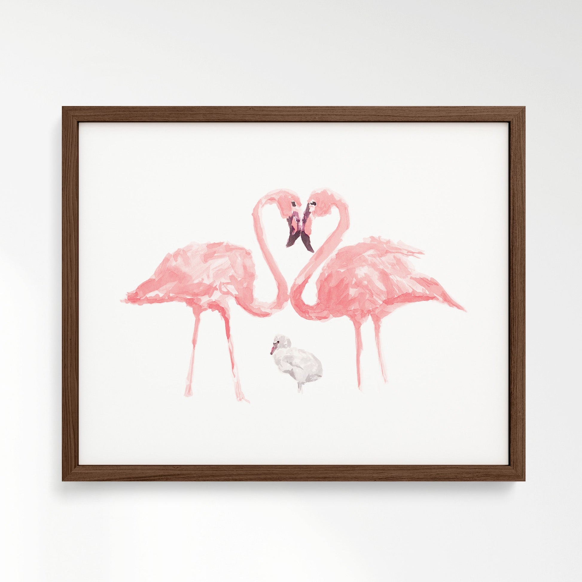 Flamingo Family of 3 Watercolor Art Print - Art Prints - Moon Rock Prints