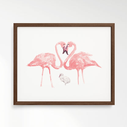 Flamingo Family of 3 Watercolor Art Print - Art Prints - Moon Rock Prints