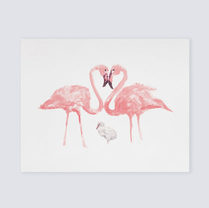 Flamingo Family of 3 Watercolor Art Print - Art Prints - Moon Rock Prints