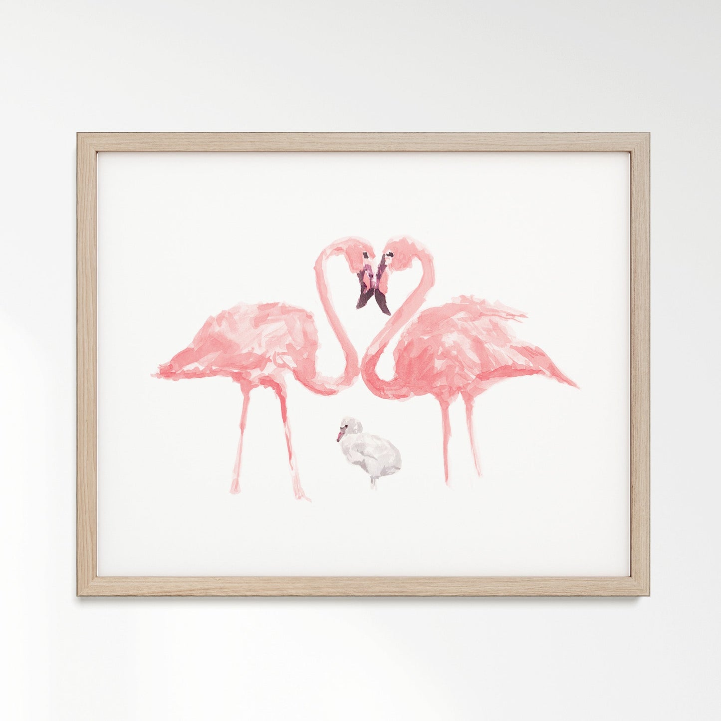Flamingo Family of 3 Watercolor Art Print - Art Prints - Moon Rock Prints